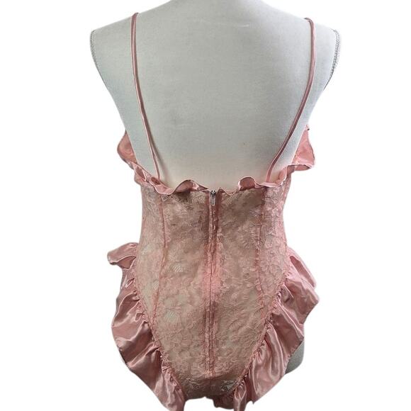 Victoria's Secret Vintage Gold Label Coral Pink Medium Teddy Lingerie Bodysuit - Picture 5 of 16
